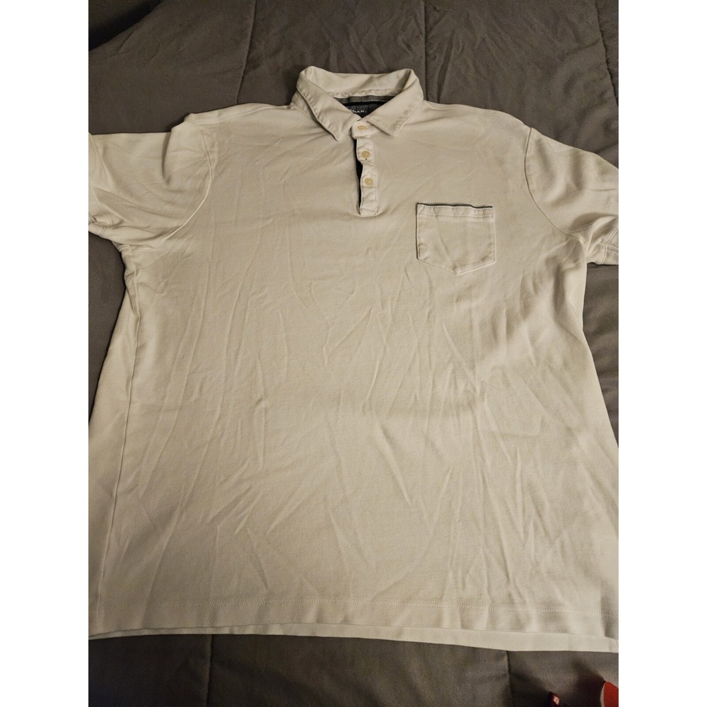 Tahari Shirt Mens Extra Large XL Classic White Short‎ Sleeve Polo